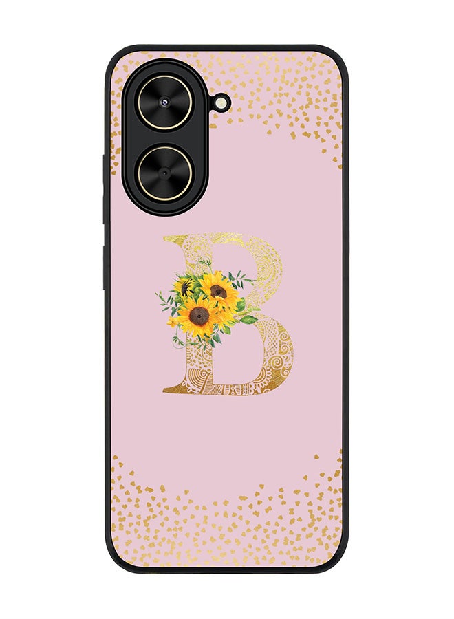 Stylizedd For Xiaomi Poco C71 / Redmi A5 4G Case,Slim fit Camera Protection, Shockproof Thin Phone cover  - Custom Floral Monogram - B  (Pink )