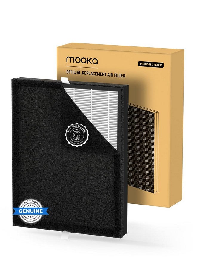Mooka فلتر HEPA القابل للغسل من MOOKA الأصلي بديل لجهاز تنقية الهواء KJ190L، 3 مراحل من الترشيح تزيل تقريبًا جميع حبوب اللقاح، قشور الحيوانات، الدخان، شعر الحيوانات الأليفة، الغبار، 1 عبوة - Image 1