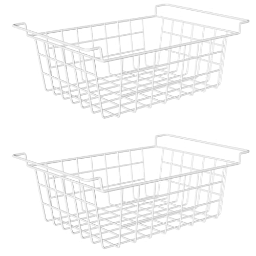Orgneas 17.5" Chest Freezer Organizer Bins Deep Freezer Basket Storage Rack Bins Metal Wire Baskets Large Size 2Pcs - Image 1