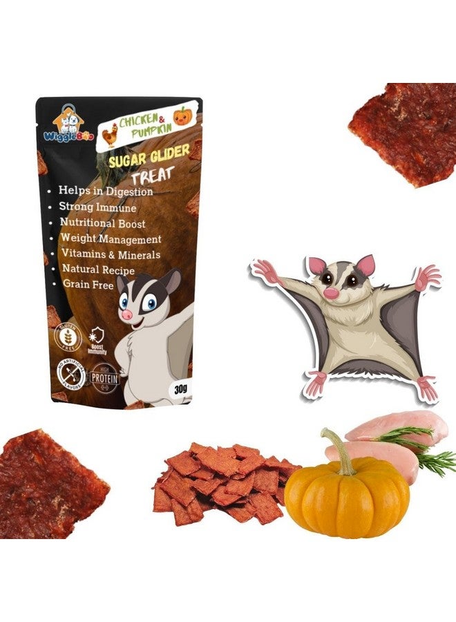 WiggleBoo Chicken & Pumpkin Sugar Glider Treat | Travel Pack | Protein Rich | Natural Detoxifier | Crunchy Food Snack | 30g - Image 1