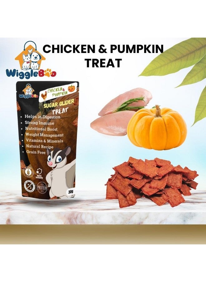 WiggleBoo Chicken & Pumpkin Sugar Glider Treat | Travel Pack | Protein Rich | Natural Detoxifier | Crunchy Food Snack | 30g - Image 2