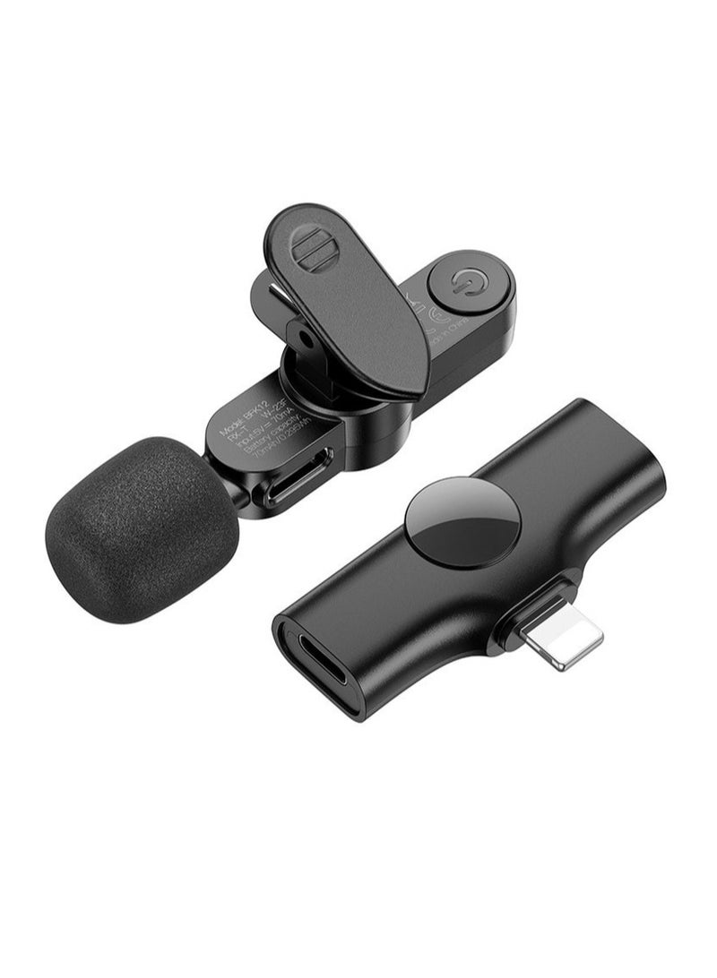 بوروفون ميكروفون Lavalier لاسلكي بمشبك للمزامنة التلقائية لهاتف iPhone باللون الأسود - Image 3