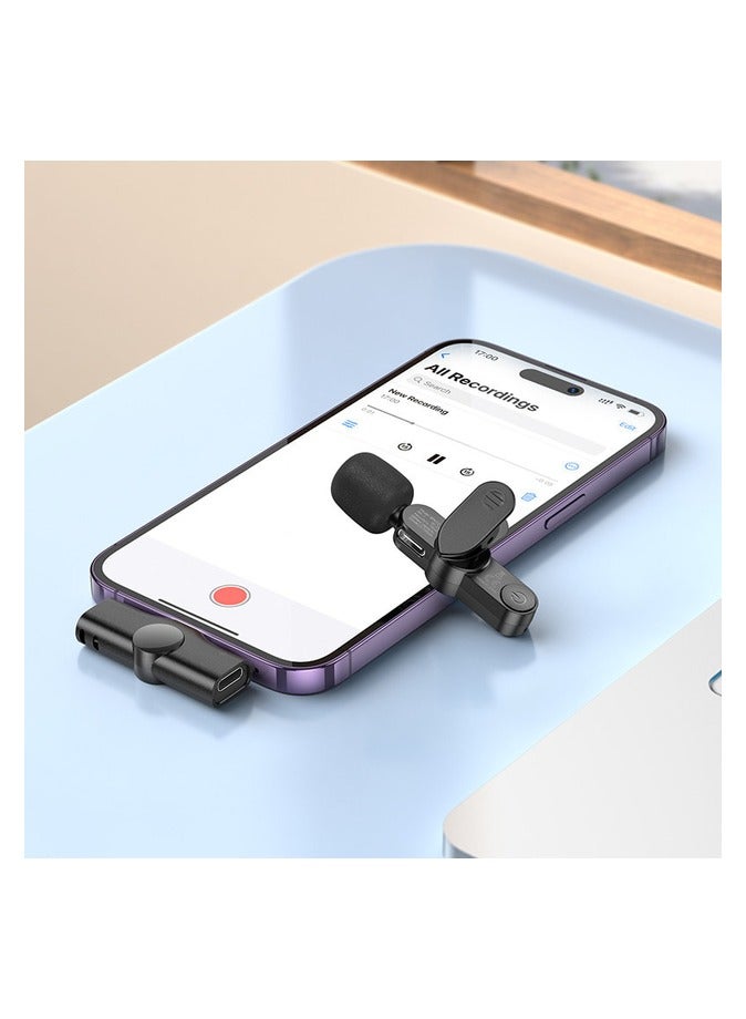 بوروفون ميكروفون Lavalier لاسلكي بمشبك للمزامنة التلقائية لهاتف iPhone باللون الأسود - Image 5