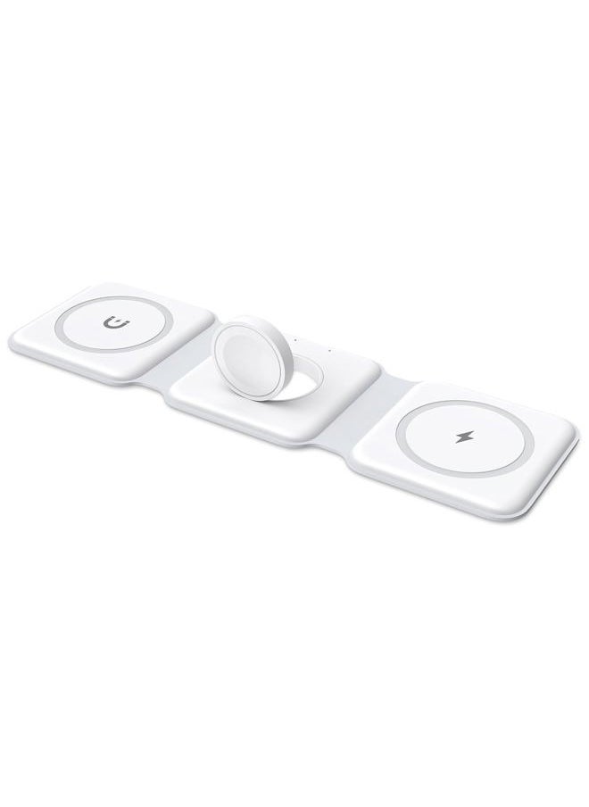3 in 1 Foldable Wireless Charger, Ankilo Magsafe Charger Charging Station for Multple Devices,Travel Charger for iPhone 15/14/13/12 Series, iWatch, AirPods Pro(Adapter not Included)