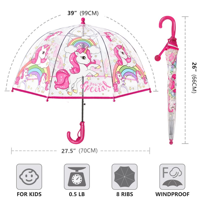 RONIARE Kids Umbrella Clear Bubble Umbrellas for Rain,Safety Dome Windproof Umbrella for Kid Girls and Boys,Pink - Image 5