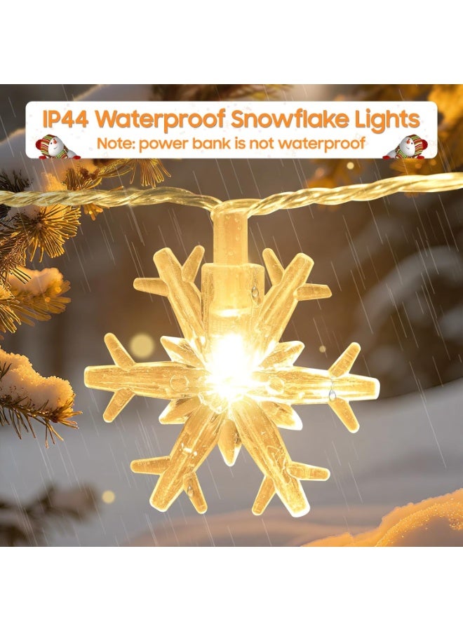 general 17FT 30 LED Snowflake Mini Twinkle Lights, Rechargeable Battery Operated, 8 Modes & Timer for Bedroom Patio Xmas Tree, Warm White - Image 2