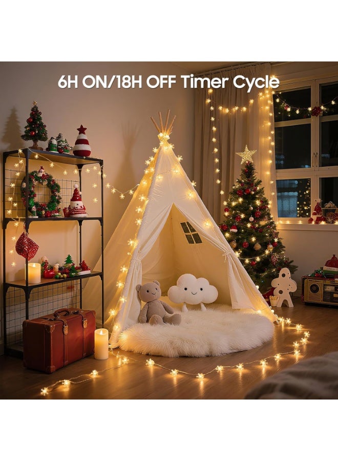 general 17FT 30 LED Snowflake Mini Twinkle Lights, Rechargeable Battery Operated, 8 Modes & Timer for Bedroom Patio Xmas Tree, Warm White - Image 3