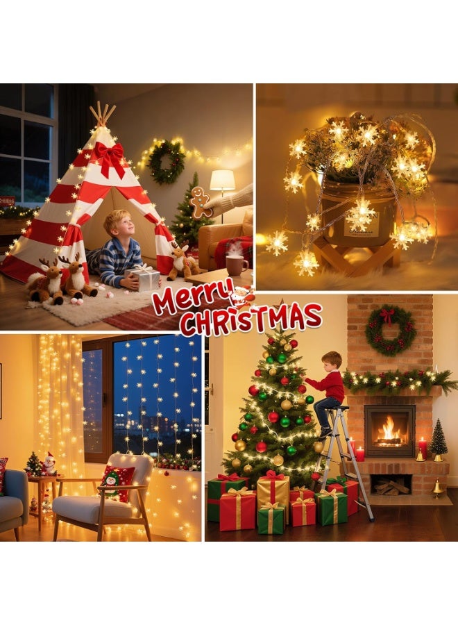 general 17FT 30 LED Snowflake Mini Twinkle Lights, Rechargeable Battery Operated, 8 Modes & Timer for Bedroom Patio Xmas Tree, Warm White - Image 5