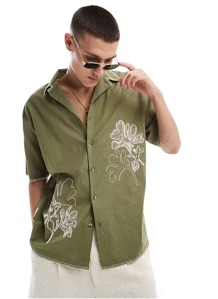Reclaimed Vintage - Embroidered Revere Shirt - Image 1
