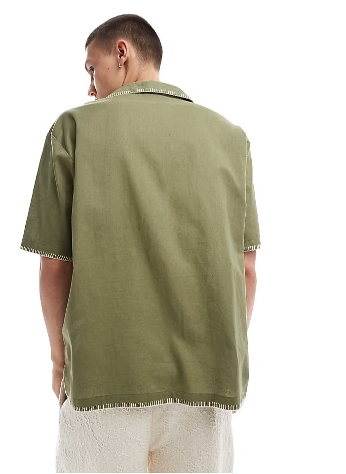 Reclaimed Vintage - Embroidered Revere Shirt - Image 1