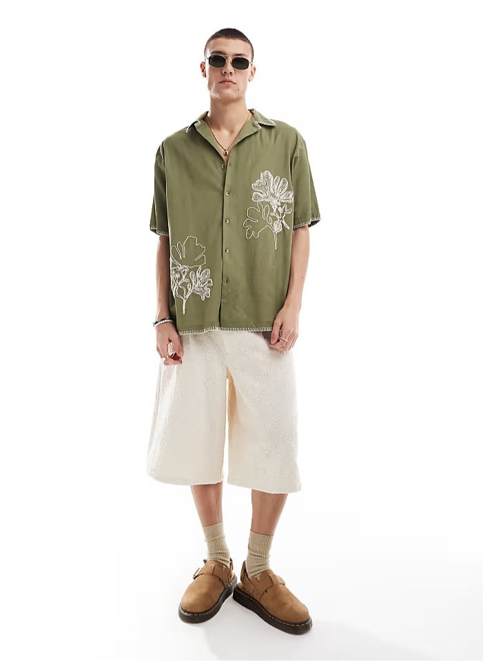 Reclaimed Vintage - Embroidered Revere Shirt - Image 1