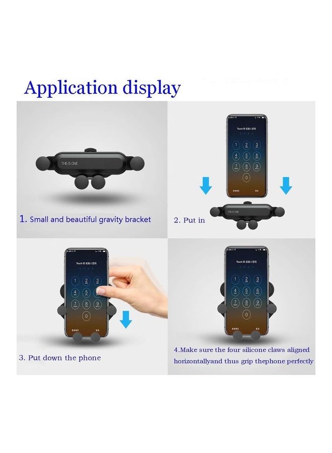 MARGOUN 360 Degree Rotatable Gravity Phone Holder For Mobile Phones With Widths From 67 To 86mm Model F1908 Black - Image 2