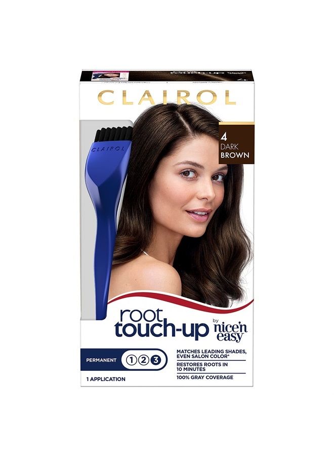 CLAIROL Root Touch-Up by Nice'n Easy Permanent Hair Dye, 4 Dark Brown Hair Color, 1 Count - Image 1