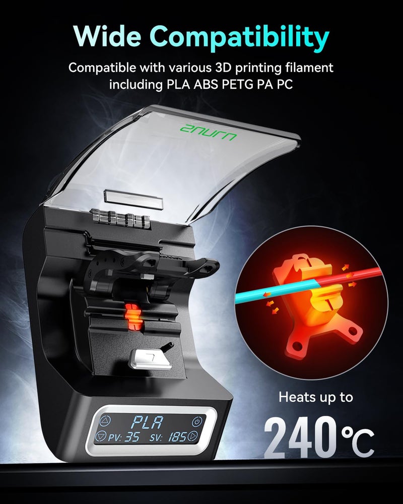 SUNLU Official Filament Connector, Fast Heating Filament Splicer for 3D Printer Filament 1.75mm, Up to 240Â°C, Compatible with PLA PETG TPU ABS PA Nylon, Easy to Use, Pack with 200PCS PTFE Sleeve - Image 4