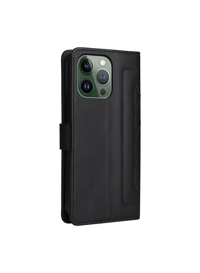 S-TOP Case For iPhone 13 Pro Diamond Lattice Leather Flip Phone Case - Image 3