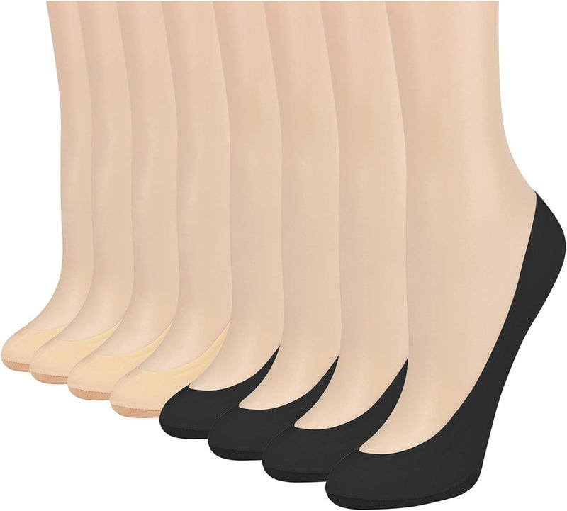 Double Couple 8 Pairs No Show Socks Women Low Cut Socks for Flats Non Slip Thin Liner Socks - Image 1