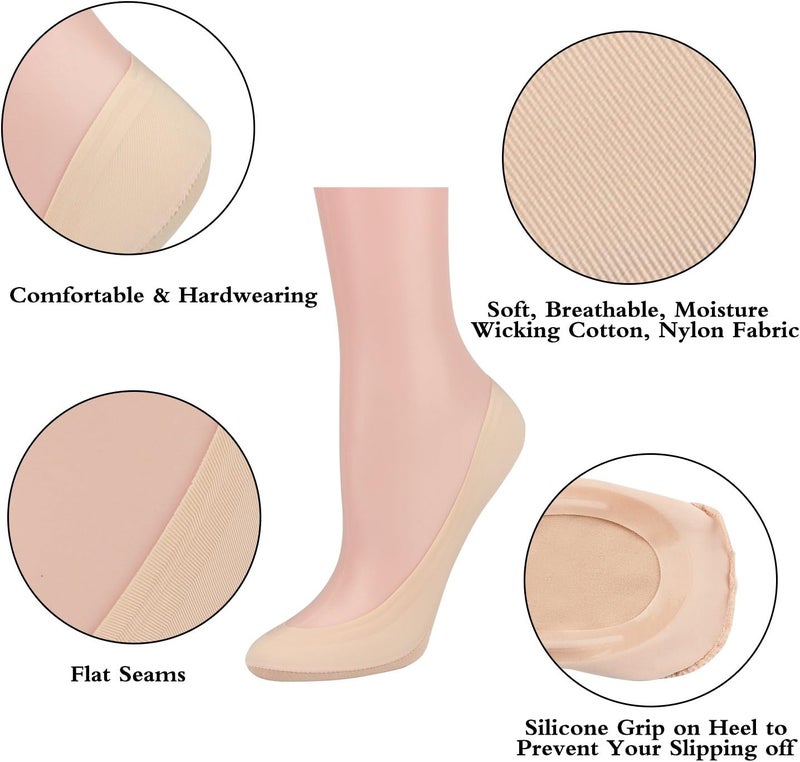 Double Couple 8 Pairs No Show Socks Women Low Cut Socks for Flats Non Slip Thin Liner Socks - Image 3