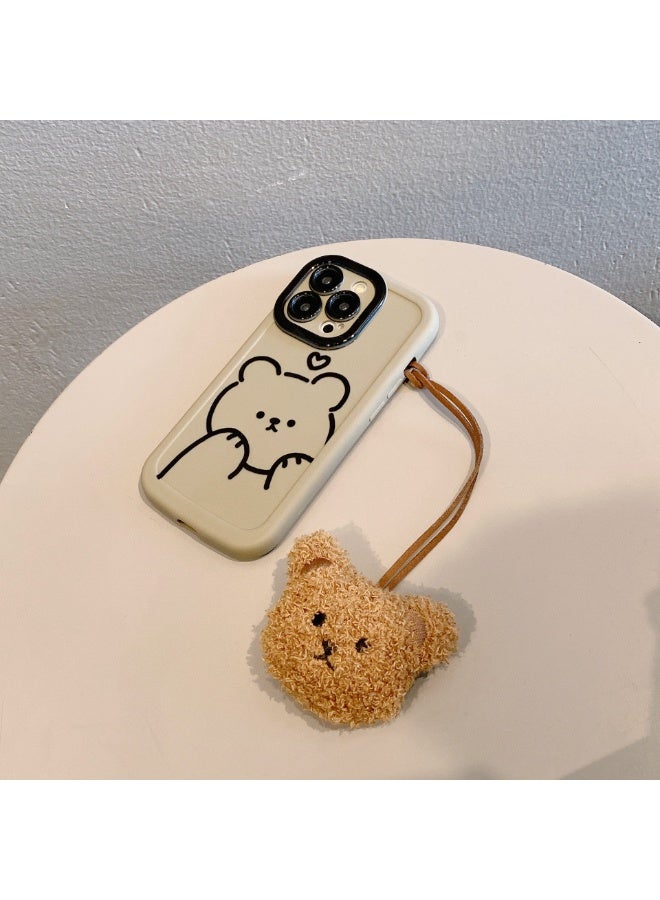NIBEMINENT Love Bear Protective TPU Case Cover For iPhone 16 Pro, Love Bear With Plush Bear Pendant - Image 2