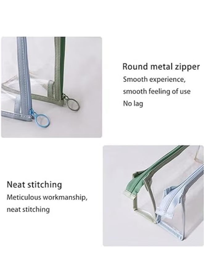 2PCS clear pencil cas, Big Capacity Pencil Case, transparent pouch, makeup bag, Clear Exam Pencil Case, Waterproof PVC Zippered Cosmetic Storage Pouch, Travel Luggage Pouch Make up Cosmetic Bag - Image 2