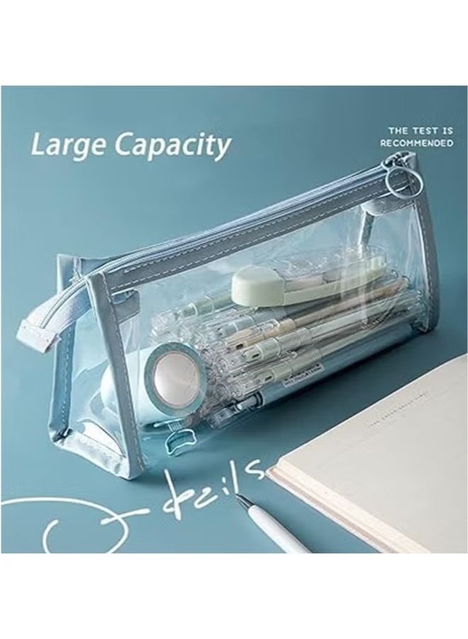 2PCS clear pencil cas, Big Capacity Pencil Case, transparent pouch, makeup bag, Clear Exam Pencil Case, Waterproof PVC Zippered Cosmetic Storage Pouch, Travel Luggage Pouch Make up Cosmetic Bag - Image 5