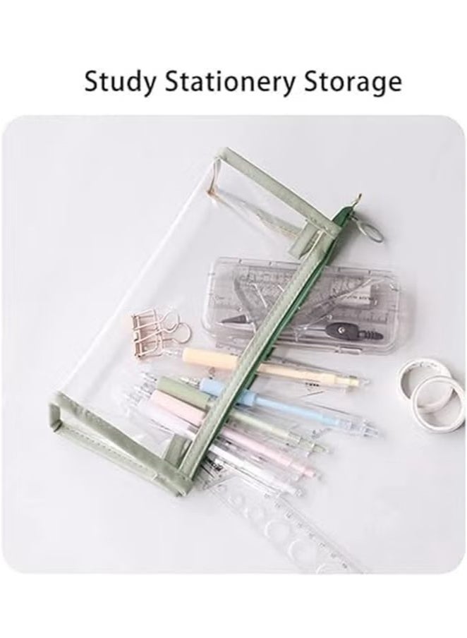 2PCS clear pencil cas, Big Capacity Pencil Case, transparent pouch, makeup bag, Clear Exam Pencil Case, Waterproof PVC Zippered Cosmetic Storage Pouch, Travel Luggage Pouch Make up Cosmetic Bag - Image 3