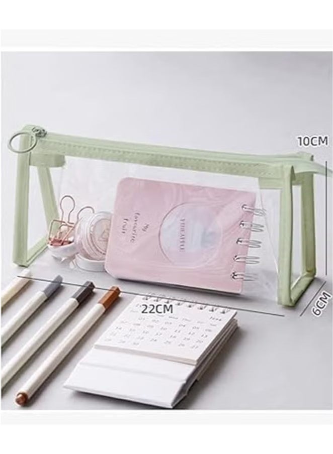2PCS clear pencil cas, Big Capacity Pencil Case, transparent pouch, makeup bag, Clear Exam Pencil Case, Waterproof PVC Zippered Cosmetic Storage Pouch, Travel Luggage Pouch Make up Cosmetic Bag - Image 4