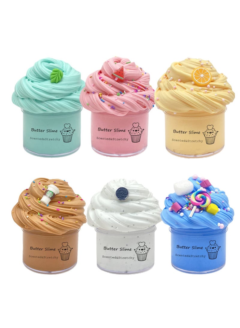 Butter Slime Kit 6 Pack Pre Made Sludge Toy for Party Favors, Super Soft and Non-Sticky,Gifts for Kids - Image 1