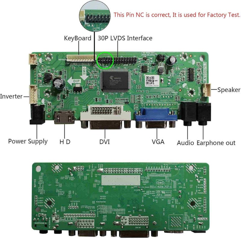 VSDISPLAY DVI VGA Audio LCD Controller Board for 17" 17 inch M170ETN01 1 WYD170SKD 01 LVDS 30 PIN LCD Display, for Mod Machine (m170etn011 m170etn01.1 M170QGBN30-01B CD170A54-01) - Image 2