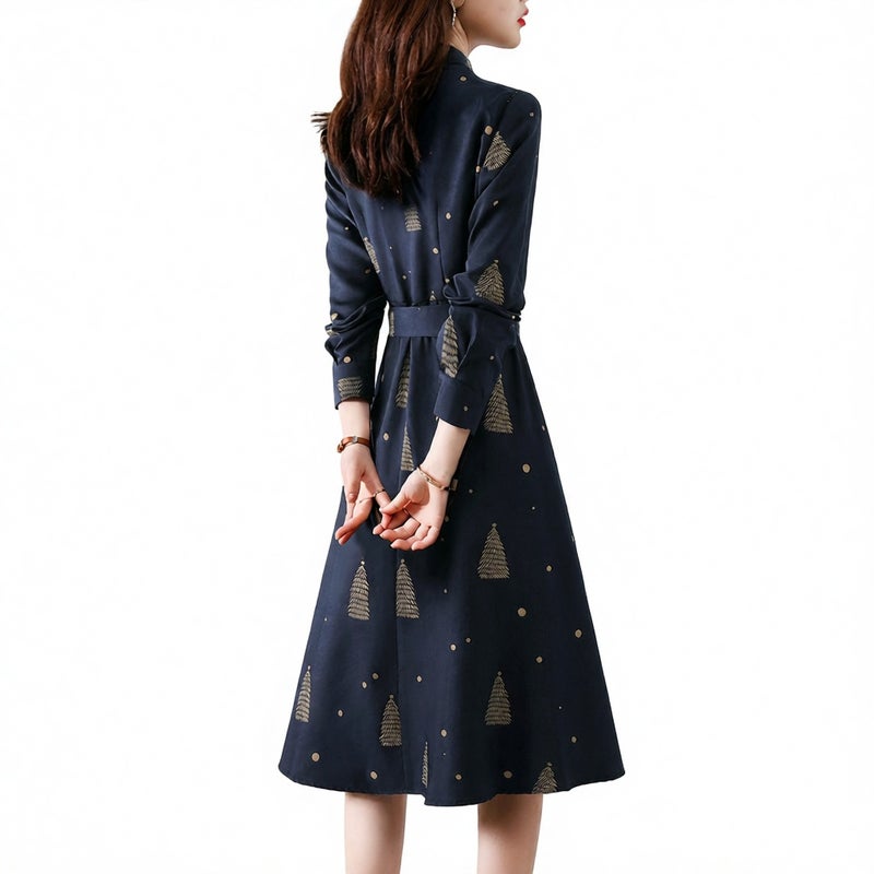 Fashionable Pattern Printed Waist-Cinching Dress - Image 5