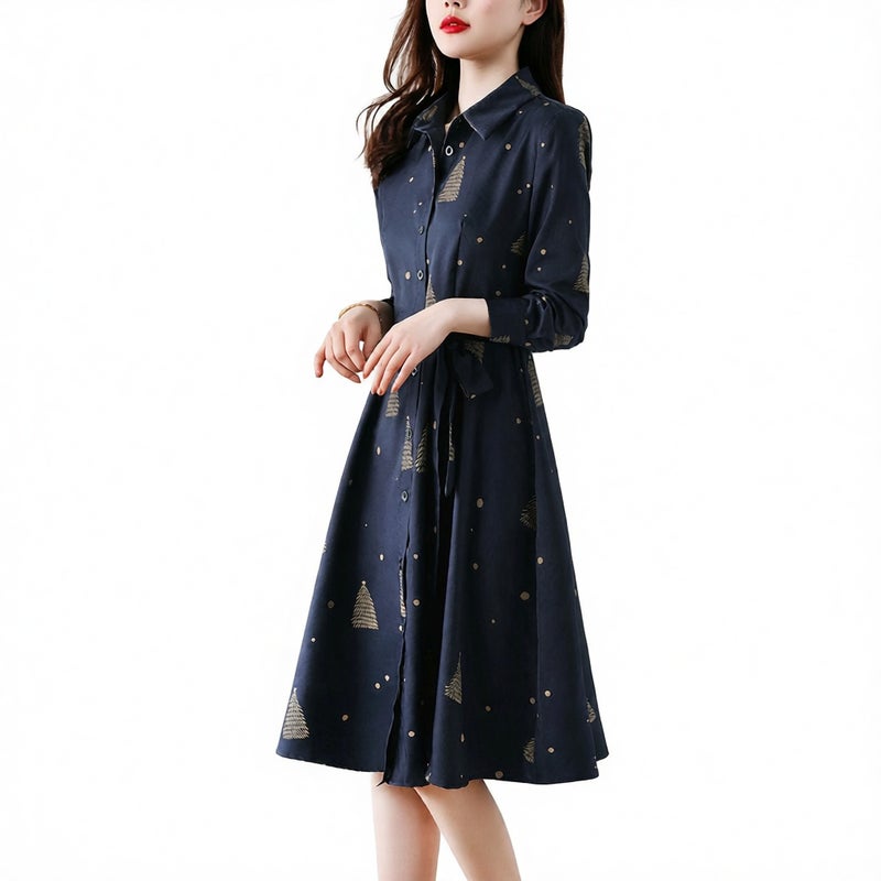 Fashionable Pattern Printed Waist-Cinching Dress - Image 4