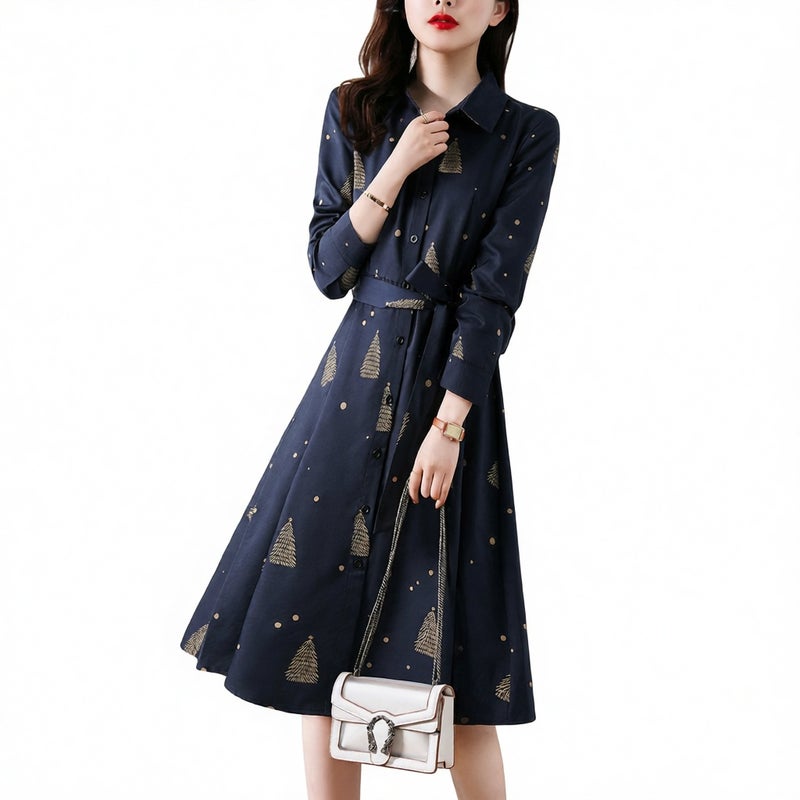 Fashionable Pattern Printed Waist-Cinching Dress - Image 2