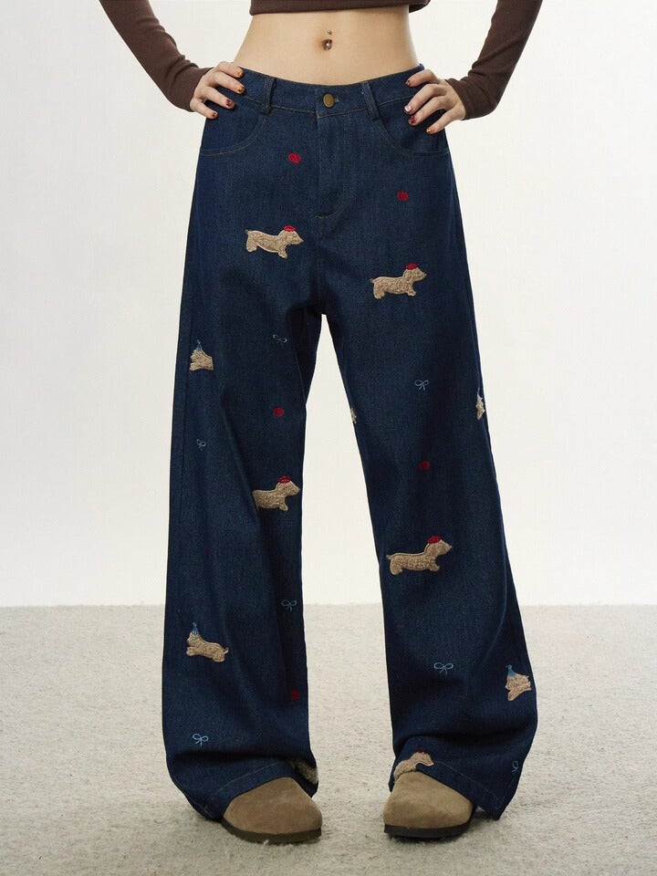 Unisex Classic Denim Jeans Loose Fit Daily Outdoor Wear - Image 1