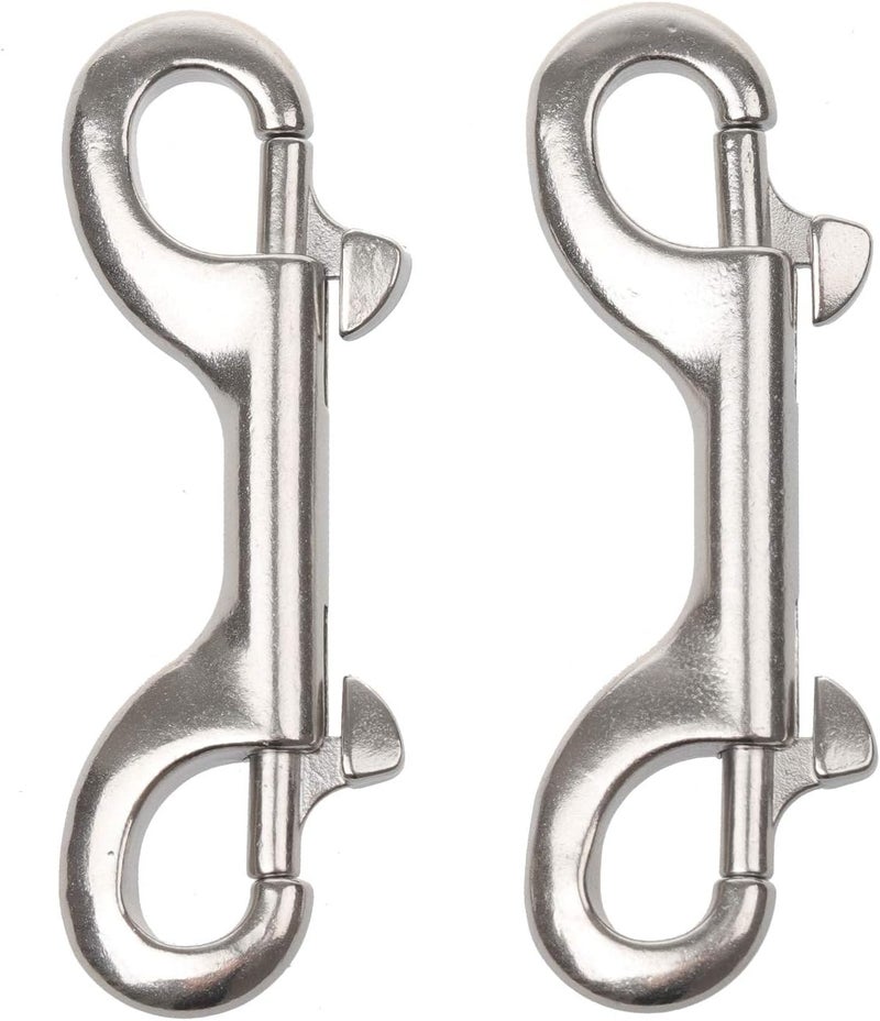 Timsec Double Ended Bolt Snap Hooks, 3-1/2 Inch Marine Grade Double End Scuba Diving Clips, 316 Stainless Steel Trigger Chain Clip, for Water Bucket Pet Feed Bucket Agricultural Equine Dog Leash, 2Packs - Image 1