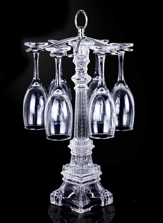 XINDAM 6 Hook Design Tabletop Glass Eiffel Tower Stemware Rack/Rotate 6 Wine Glass Storage Holder Stand Air Drying Rack - Image 1