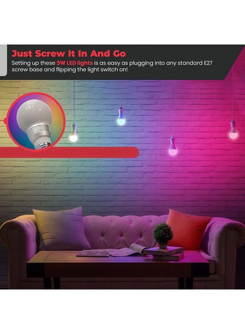 Lurette 5W E27 RGBW Light Bulbs, 16 Colors Changing Dimmable Multicolor LED Light,  with IR Remote Control for Home Decoration, Bar Party & Mood Lighting - Image 5