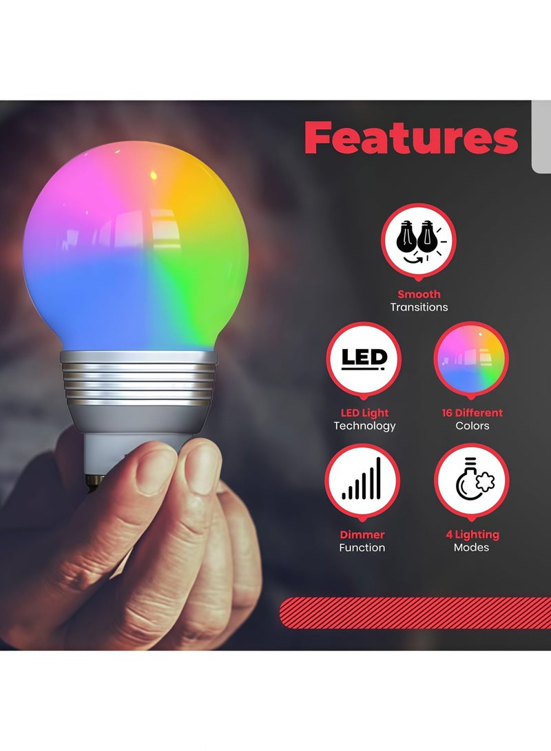 Lurette 5W E27 RGBW Light Bulbs, 16 Colors Changing Dimmable Multicolor LED Light,  with IR Remote Control for Home Decoration, Bar Party & Mood Lighting - Image 3