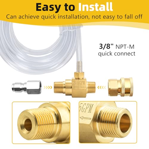 Apopip Down Stream Injector 2 Pack for Pressure Washer 100775 High Draw Fixed Chemical Injector, 3-5 GPM, 4500 PSI - Image 5