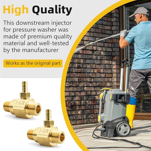 Apopip Down Stream Injector 2 Pack for Pressure Washer 100775 High Draw Fixed Chemical Injector, 3-5 GPM, 4500 PSI - Image 3