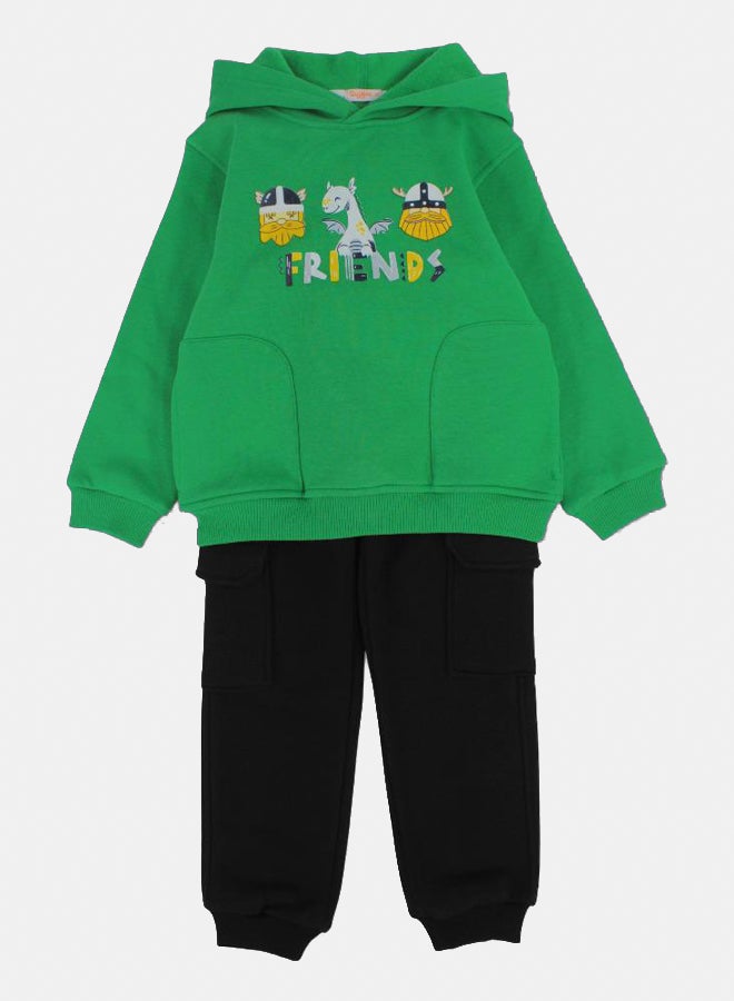 Quokka Kids Boys Cotton Two-Piece Outfit Set - “Friends” Design - Image 1