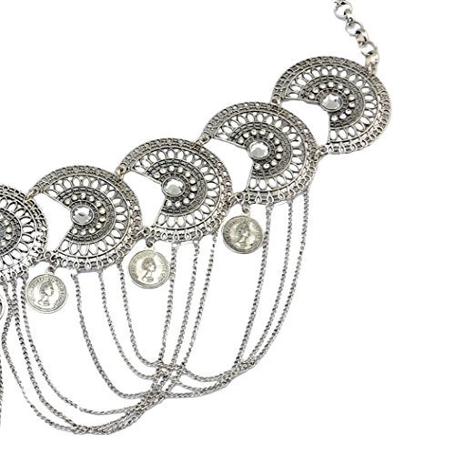 idealway Vintage Waist Chain Hollow Carving Rhinestone Crystal Body Chain Summer Beach Body Waist Chain Jewelry (1 Silver Hotest) - Image 4