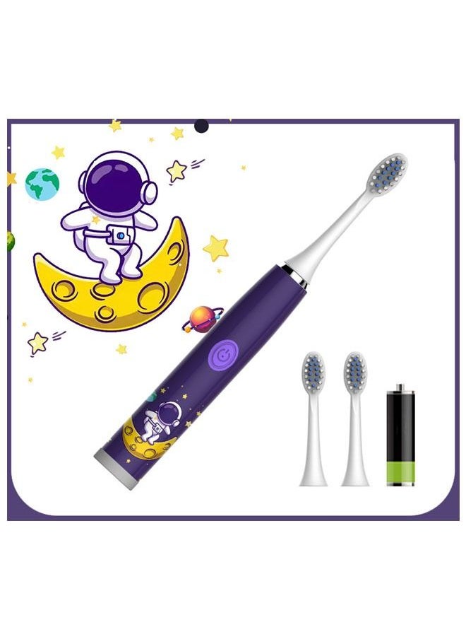 ZCM-HAPPY Astronaut Electric Children's Toothbrush Super Soft Waterproof Teeth Cleaning Artifact Battery Powered (3 Heads)  - Image 1
