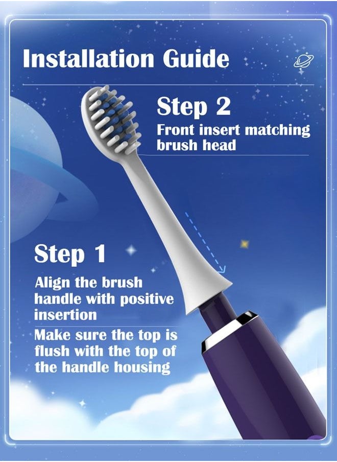 ZCM-HAPPY Astronaut Electric Children's Toothbrush Super Soft Waterproof Teeth Cleaning Artifact Battery Powered (3 Heads)  - Image 5