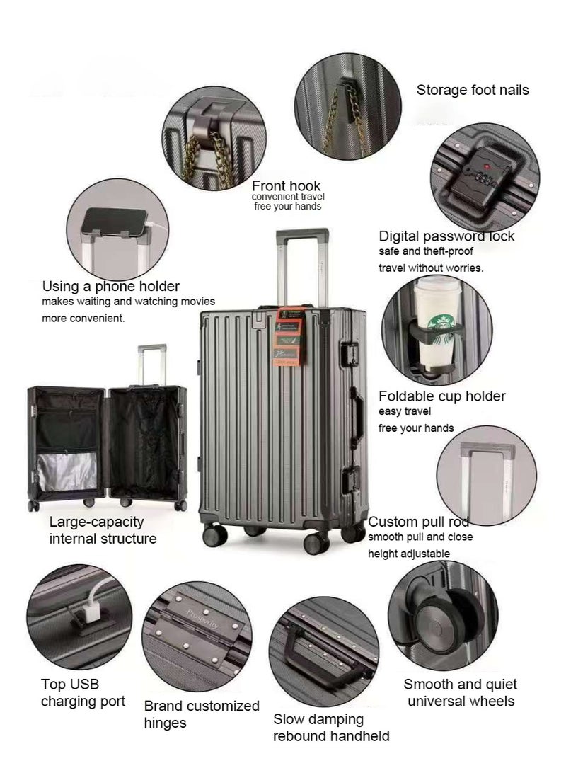 Prosperity (20/24/28 Inch) Premium PC Hardshell Luggage - 360° Silent Spinner Wheels, Multi-Sizes & Colors, with USB Charging & Front Hook - Image 5