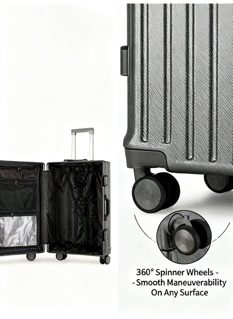 Prosperity (20/24/28 Inch) Premium PC Hardshell Luggage - 360° Silent Spinner Wheels, Multi-Sizes & Colors, with USB Charging & Front Hook - Image 3