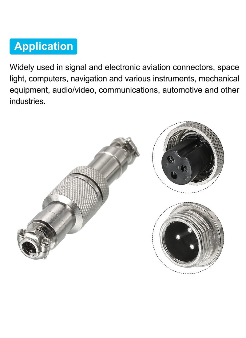 Excefore - 5pcs Aviation Connector GX12 3 Pins 12mm Male Female Wire Panel Aviation Connector Plug Socket for Aviation, High-Speed Rail, Ships - Image 1