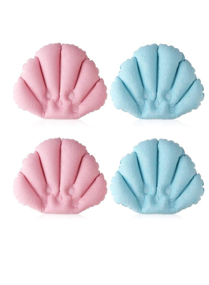 sansheng sansheng Inflatable Bath Pillow,Bath Pillows for Tub (10x12inch) Bathtub Pillow Headrest Terry Cloth with Suction Cups Inflated Neck Support for Bathtub（Pink and Blue） 2 Pack  - Image 1