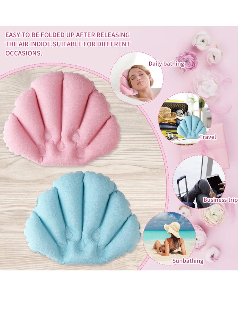sansheng sansheng Inflatable Bath Pillow,Bath Pillows for Tub (10x12inch) Bathtub Pillow Headrest Terry Cloth with Suction Cups Inflated Neck Support for Bathtub（Pink and Blue） 2 Pack  - Image 2
