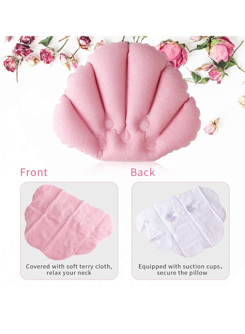sansheng sansheng Inflatable Bath Pillow,Bath Pillows for Tub (10x12inch) Bathtub Pillow Headrest Terry Cloth with Suction Cups Inflated Neck Support for Bathtub（Pink and Blue） 2 Pack  - Image 3