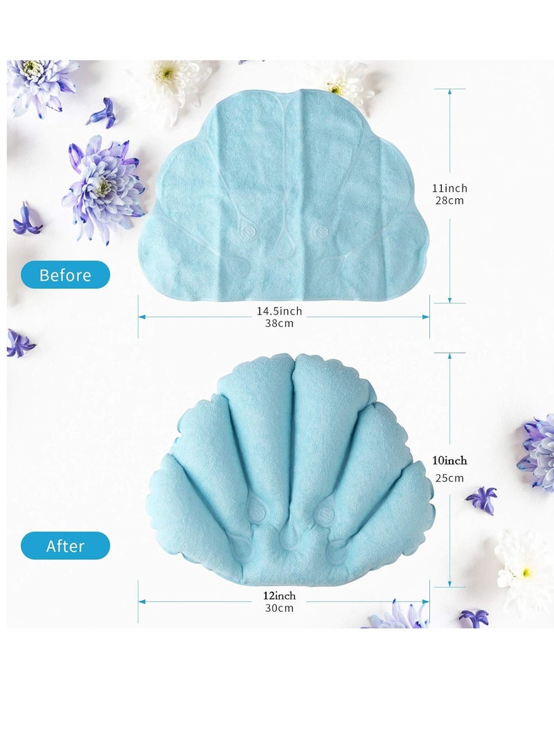 sansheng sansheng Inflatable Bath Pillow,Bath Pillows for Tub (10x12inch) Bathtub Pillow Headrest Terry Cloth with Suction Cups Inflated Neck Support for Bathtub（Pink and Blue） 2 Pack  - Image 4
