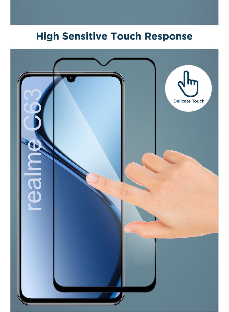 واقي شاشة زجاجي عام من الزجاج المقوى لهاتف Realme C63 - أسود - Image 2